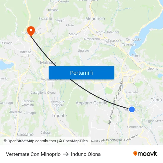 Vertemate Con Minoprio to Induno Olona map