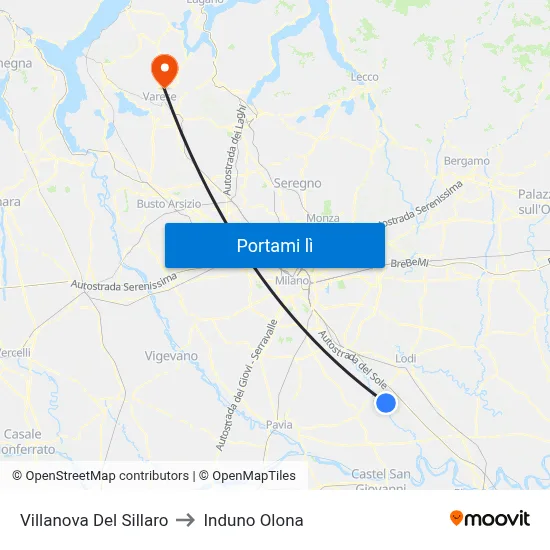Villanova Del Sillaro to Induno Olona map