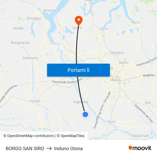 BORGO SAN SIRO to Induno Olona map