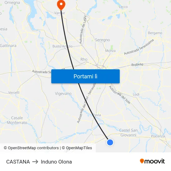 CASTANA to Induno Olona map