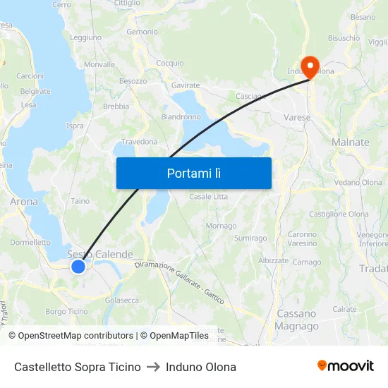 Castelletto Sopra Ticino to Induno Olona map