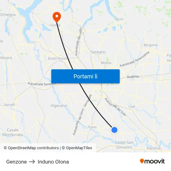 Genzone to Induno Olona map