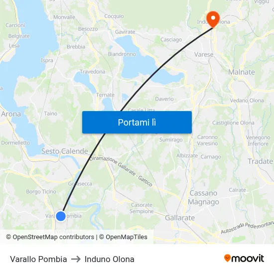 Varallo Pombia to Induno Olona map