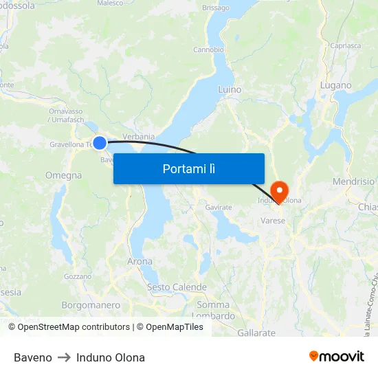 Baveno to Induno Olona map