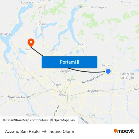 Azzano San Paolo to Induno Olona map