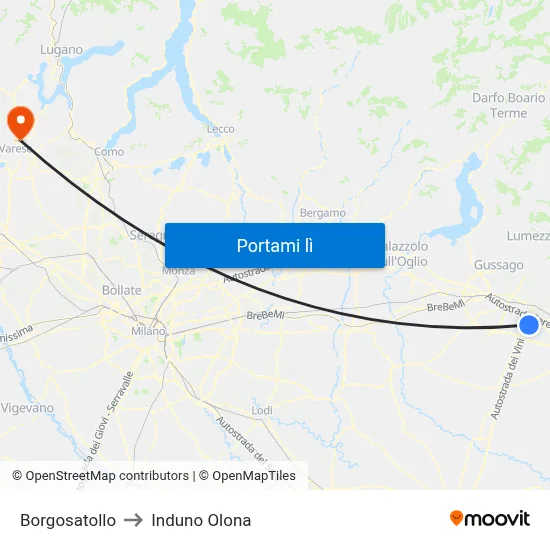 Borgosatollo to Induno Olona map