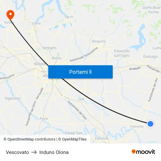 Vescovato to Induno Olona map