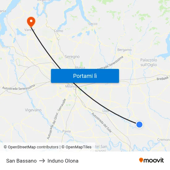 San Bassano to Induno Olona map