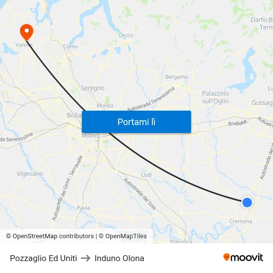 Pozzaglio Ed Uniti to Induno Olona map