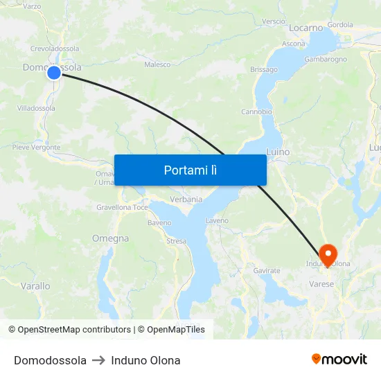 Domodossola to Induno Olona map