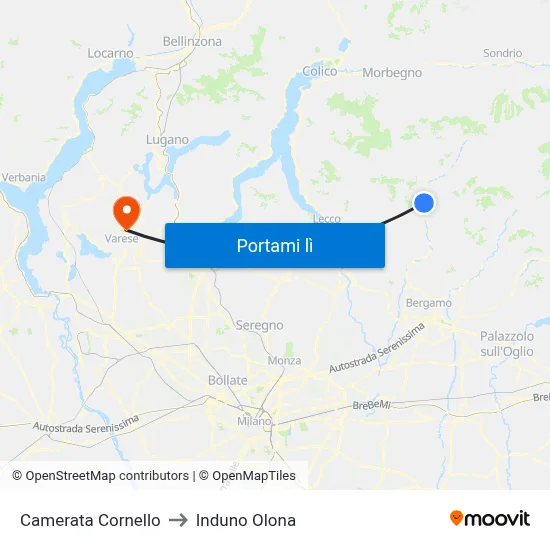 Camerata Cornello to Induno Olona map