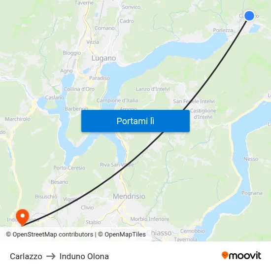 Carlazzo to Induno Olona map