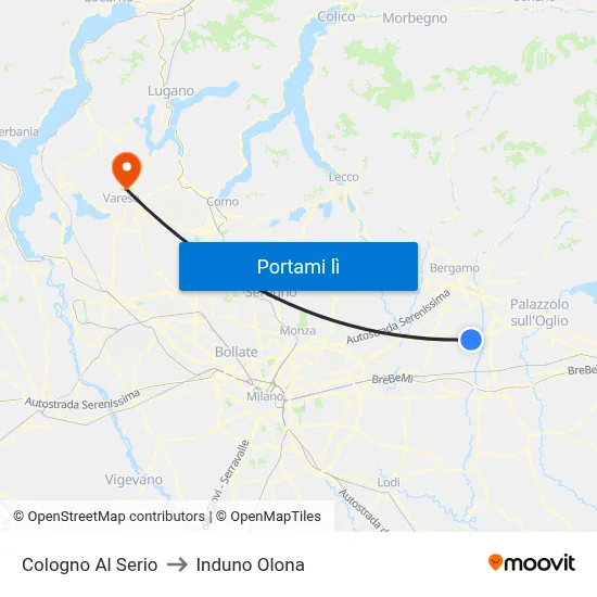 Cologno Al Serio to Induno Olona map