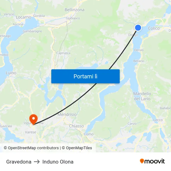 Gravedona to Induno Olona map