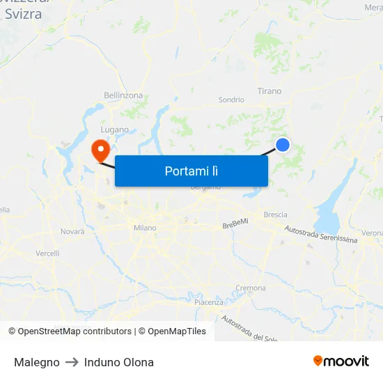 Malegno to Induno Olona map