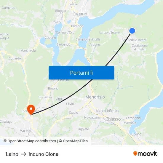 Laino to Induno Olona map