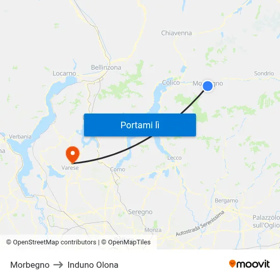 Morbegno to Induno Olona map