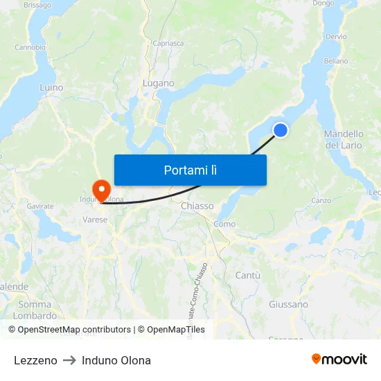Lezzeno to Induno Olona map