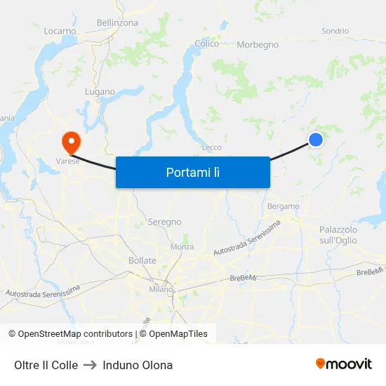 Oltre Il Colle to Induno Olona map