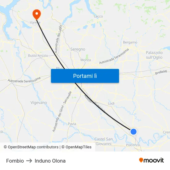 Fombio to Induno Olona map