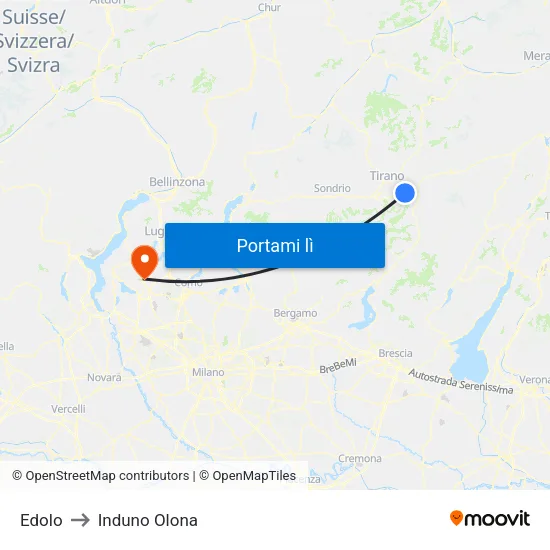 Edolo to Induno Olona map
