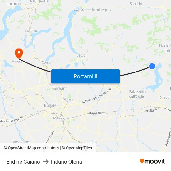 Endine Gaiano to Induno Olona map