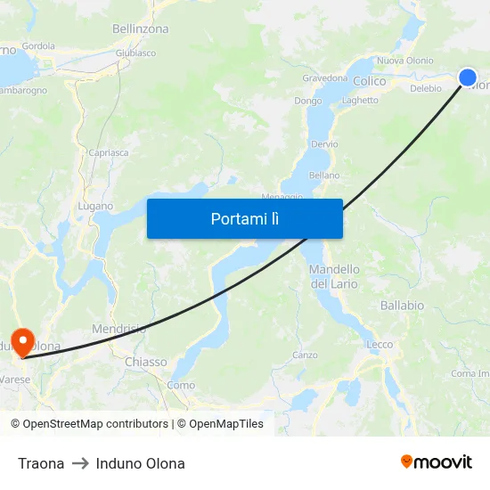 Traona to Induno Olona map