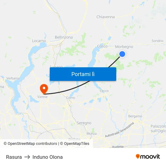 Rasura to Induno Olona map