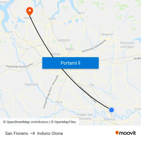 San Fiorano to Induno Olona map