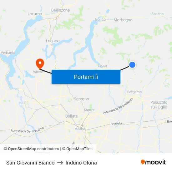 San Giovanni Bianco to Induno Olona map