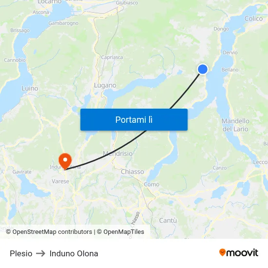 Plesio to Induno Olona map