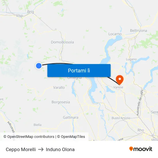Ceppo Morelli to Induno Olona map
