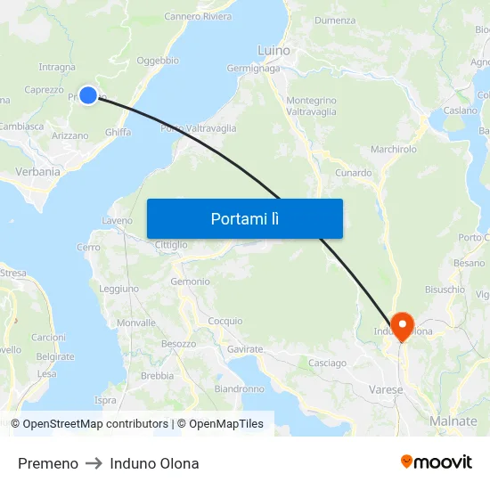 Premeno to Induno Olona map