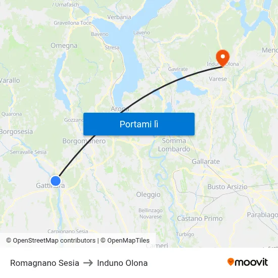 Romagnano Sesia to Induno Olona map