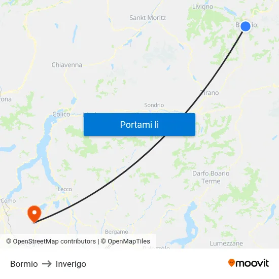 Bormio to Inverigo map