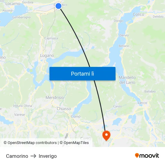 Camorino to Inverigo map