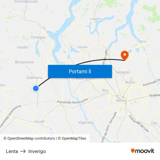 Lenta to Inverigo map