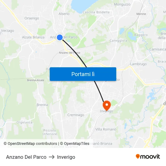 Anzano Del Parco to Inverigo map