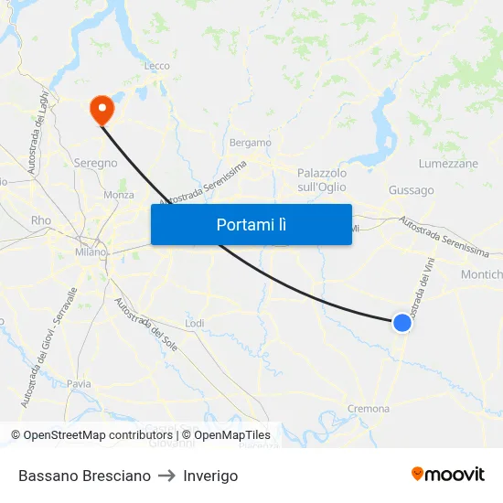 Bassano Bresciano to Inverigo map