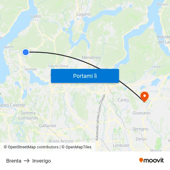 Brenta to Inverigo map