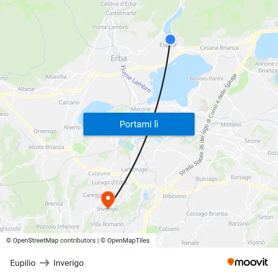 Eupilio to Inverigo map