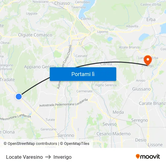 Locate Varesino to Inverigo map