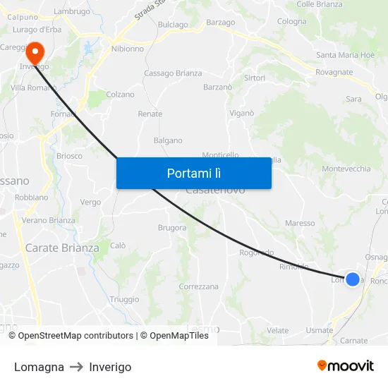 Lomagna to Inverigo map