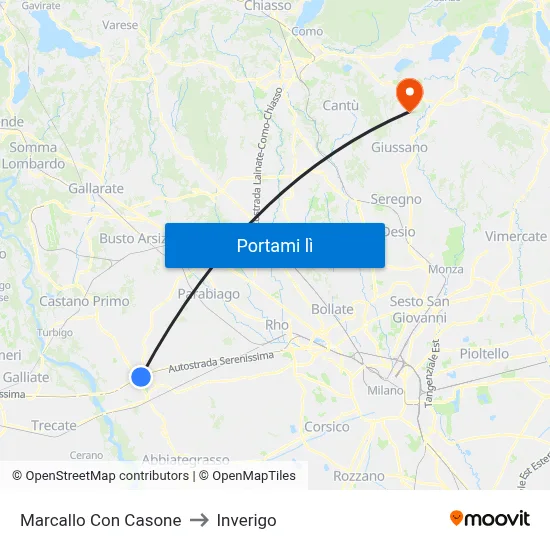 Marcallo Con Casone to Inverigo map