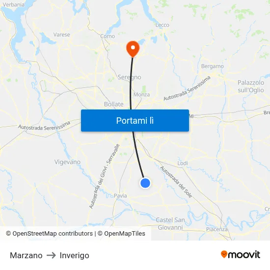 Marzano to Inverigo map