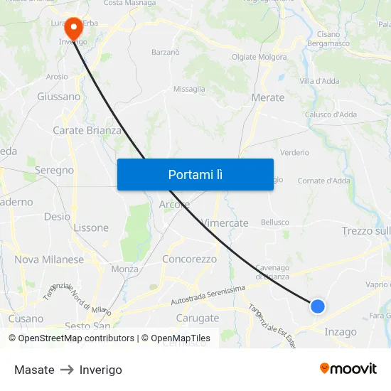 Masate to Inverigo map