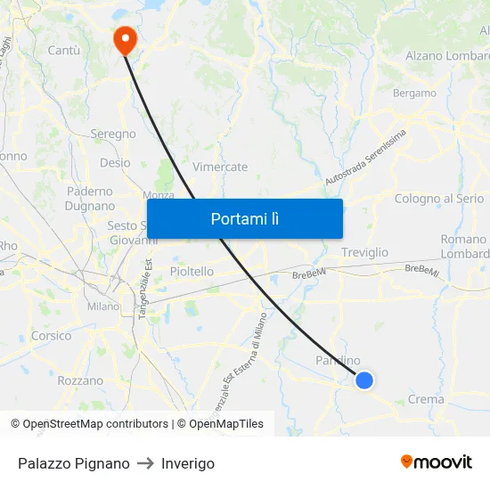 Palazzo Pignano to Inverigo map
