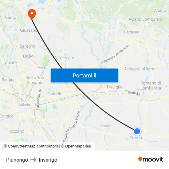 Pianengo to Inverigo map