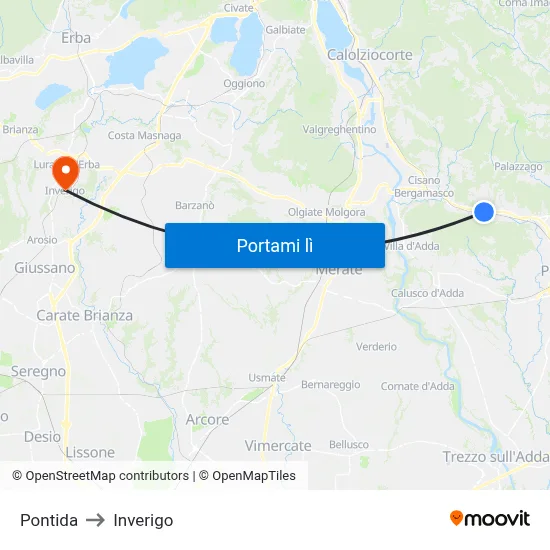 Pontida to Inverigo map