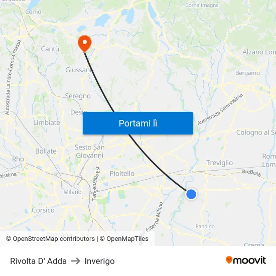 Rivolta D' Adda to Inverigo map